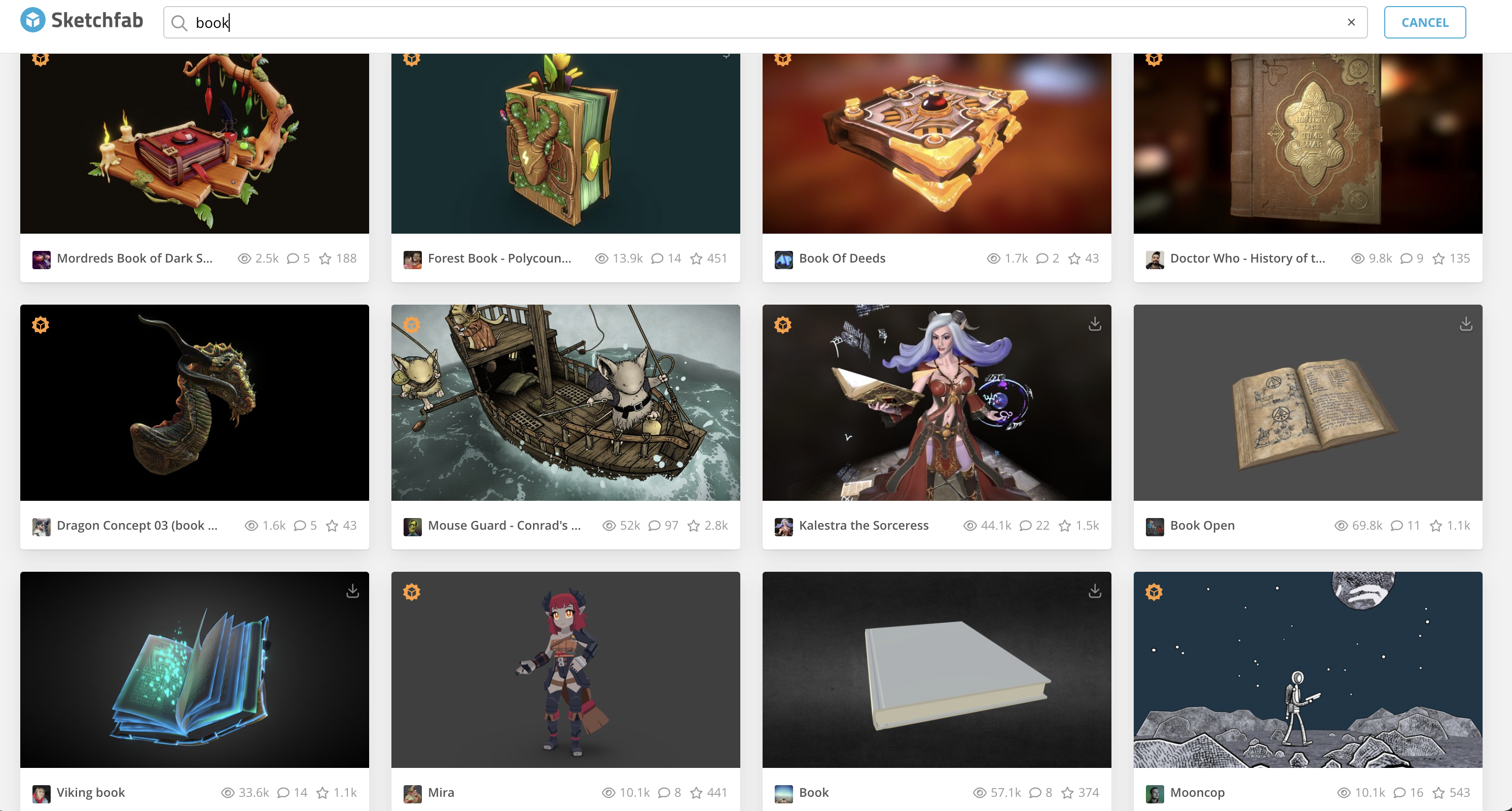 sketchfab model results for 'book'